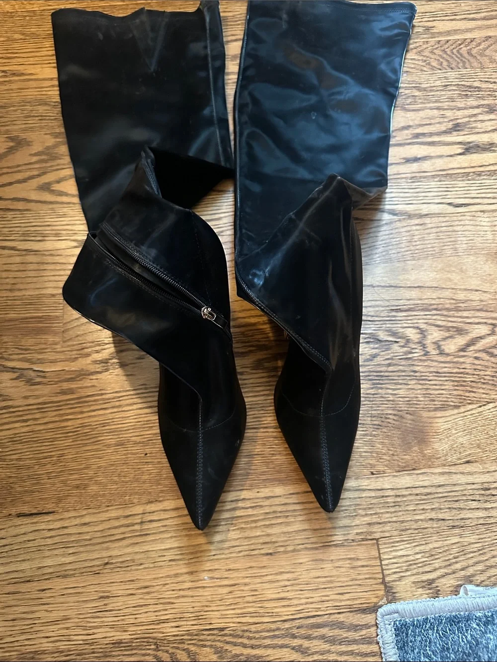 Classic Black Over-the-Knee Stiletto Boots with Side Zip